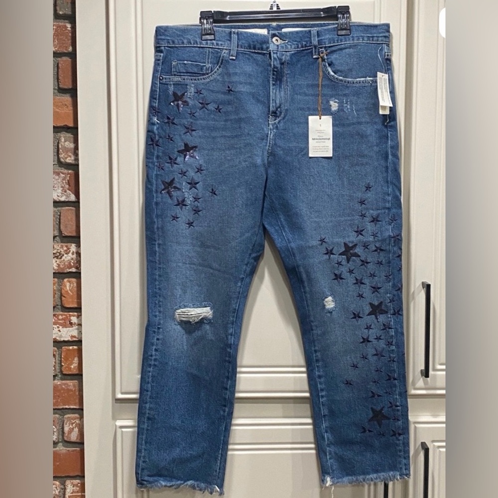 NWT  Pilcro and the Letterpress-
Anthropologie  Star Blue Jeans 32 ⭐️